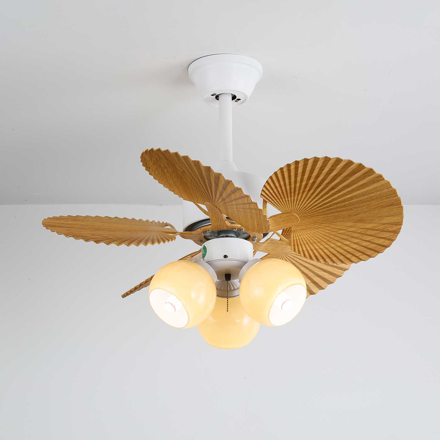Aurelia Vintage Wood Glass Ceiling Fan Light-Neutral Decor