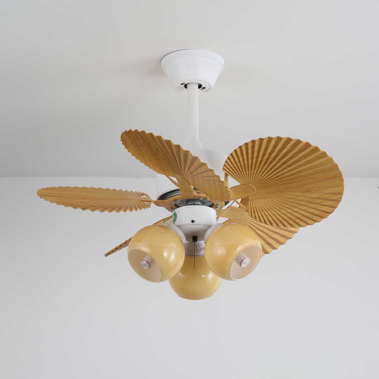Aurelia Vintage Wood Glass Ceiling Fan Light-Neutral Decor