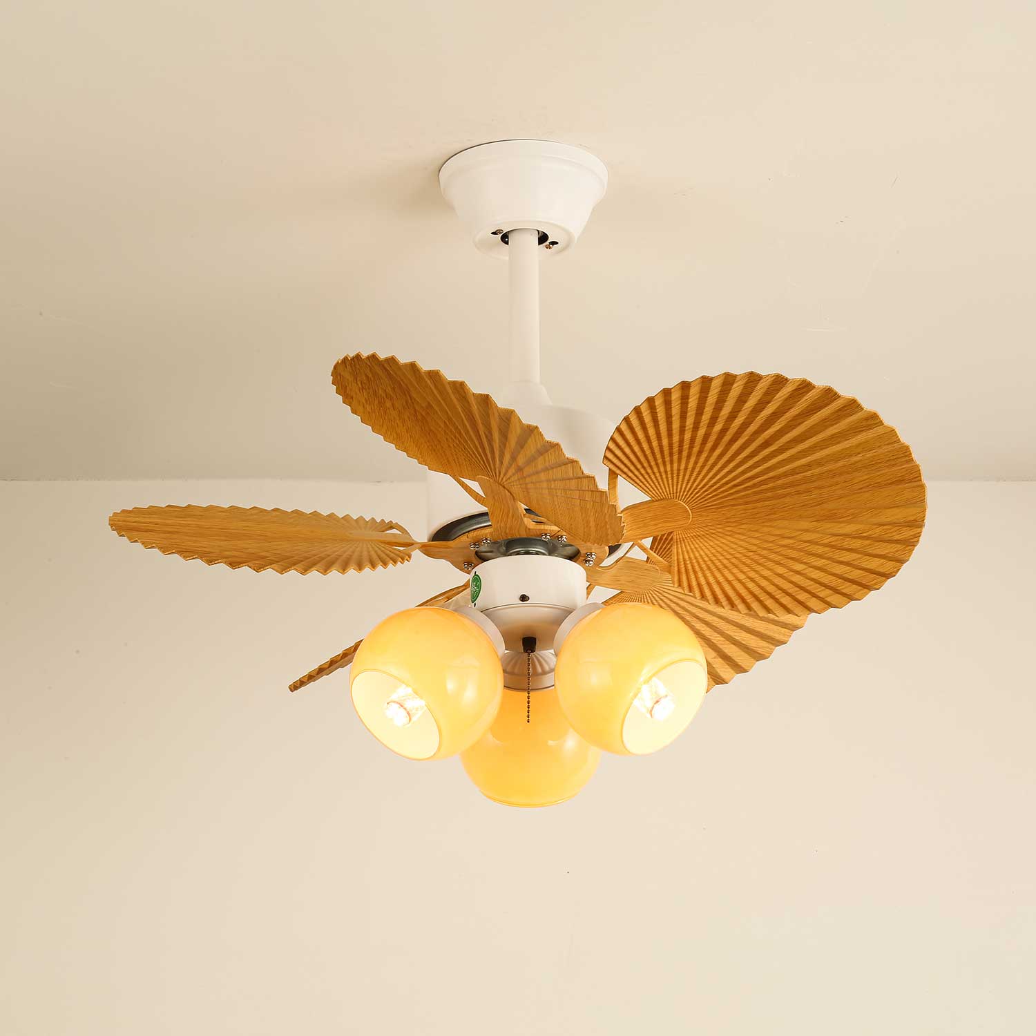 Aurelia Vintage Wood Glass Ceiling Fan Light-Neutral Decor