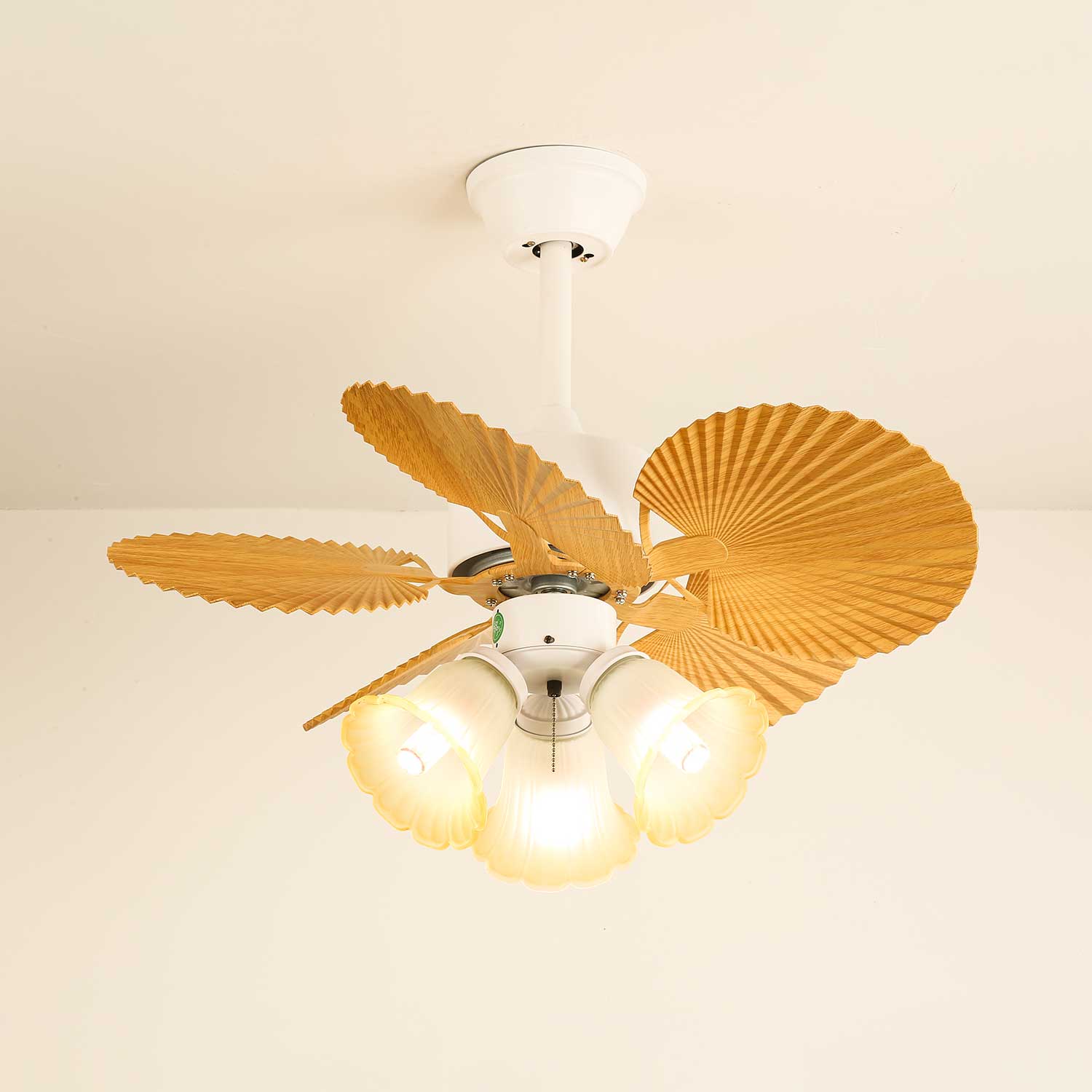 Aurelia Vintage Wood Glass Ceiling Fan Light-Neutral Decor