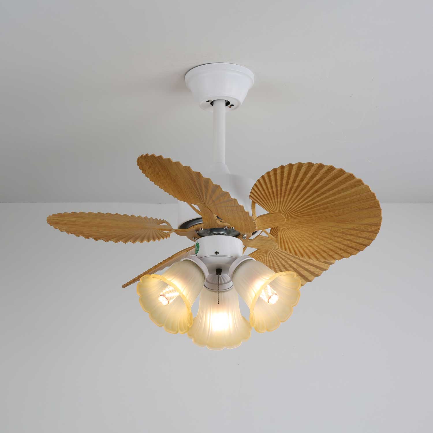 Aurelia Vintage Wood Glass Ceiling Fan Light-Neutral Decor