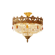 Palwa Crystal Ceiling Lamp with a gold-plated brass frame.