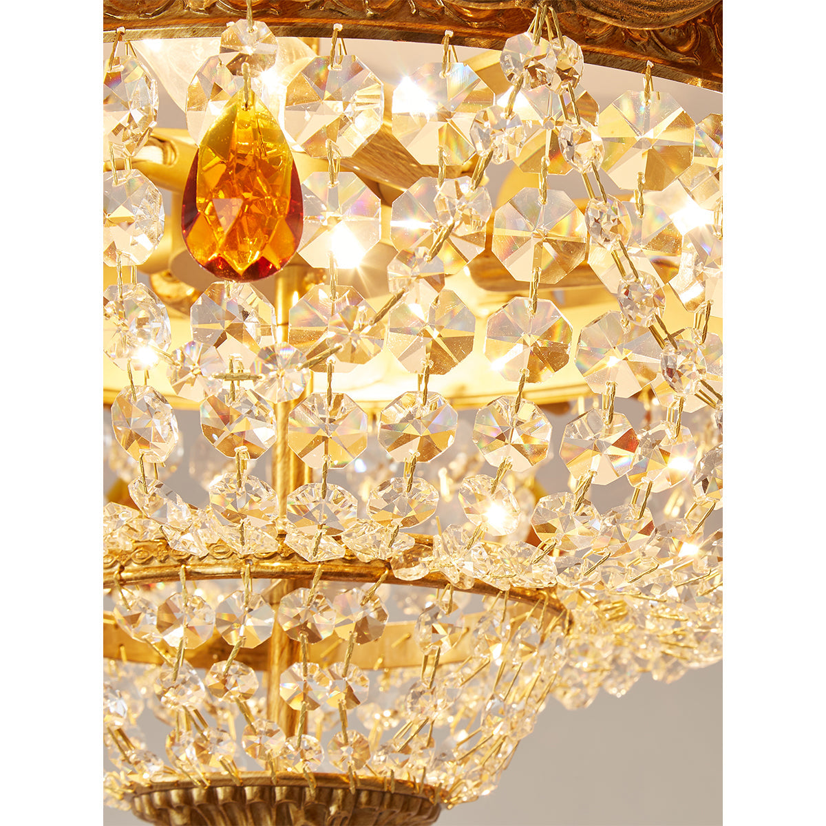 Top view of the chandelier's mounting and frame.