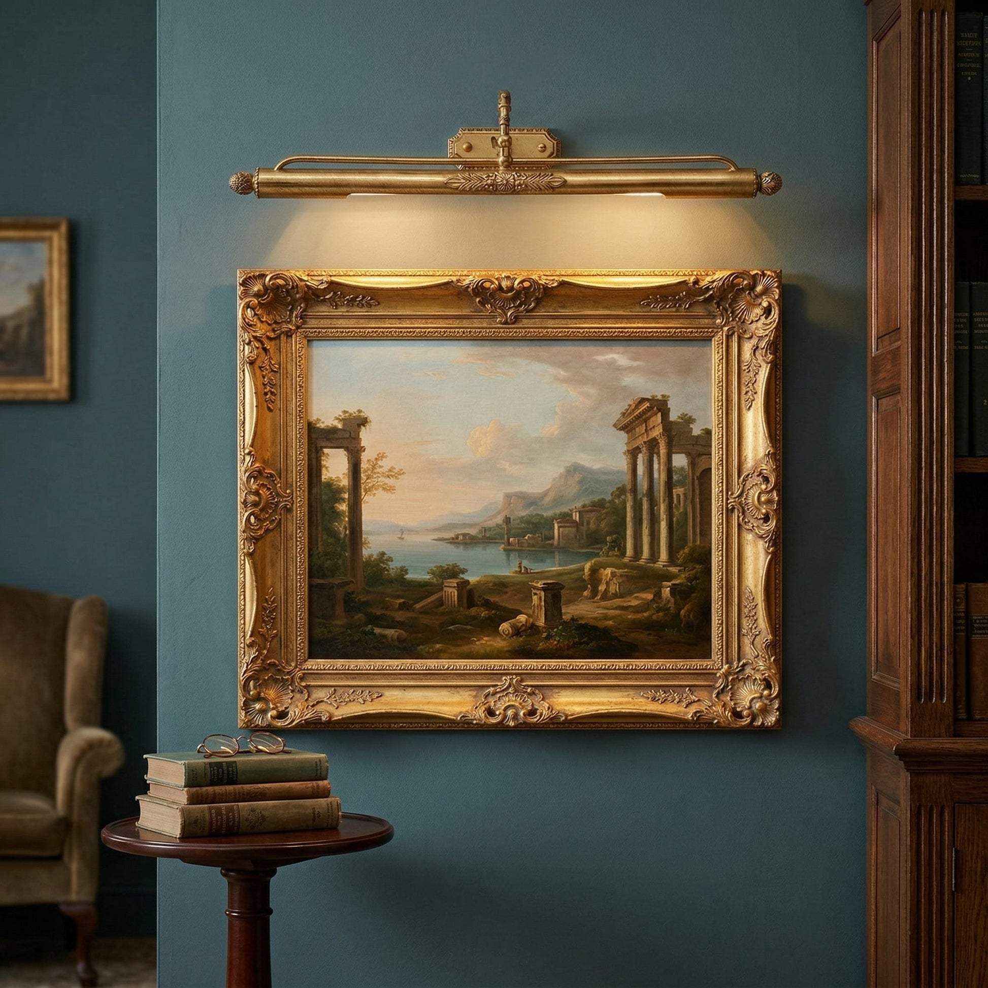 Pania Brass Wall Lamp against a light, neutral wall.