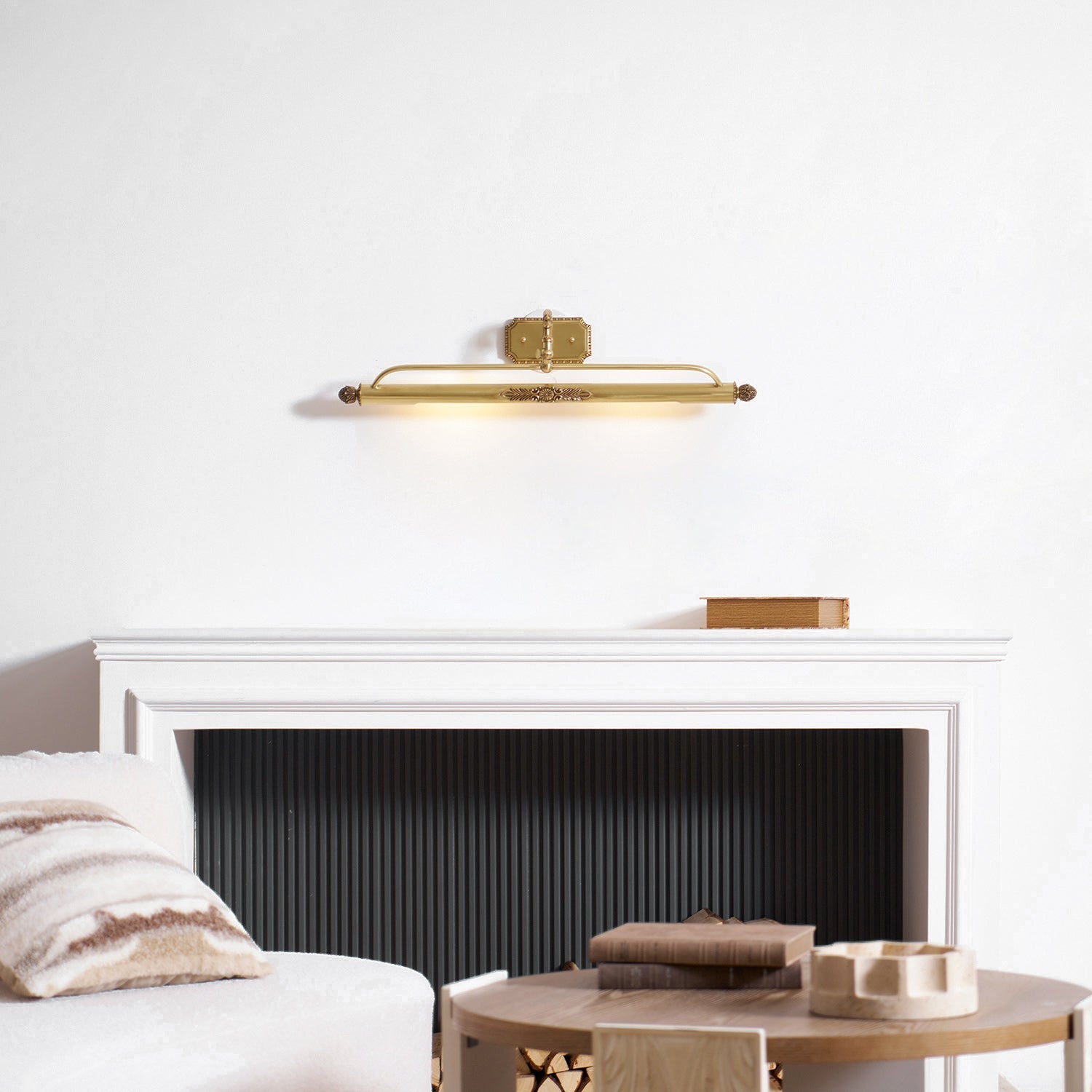 The Pania lamp highlighting a colorful abstract print.