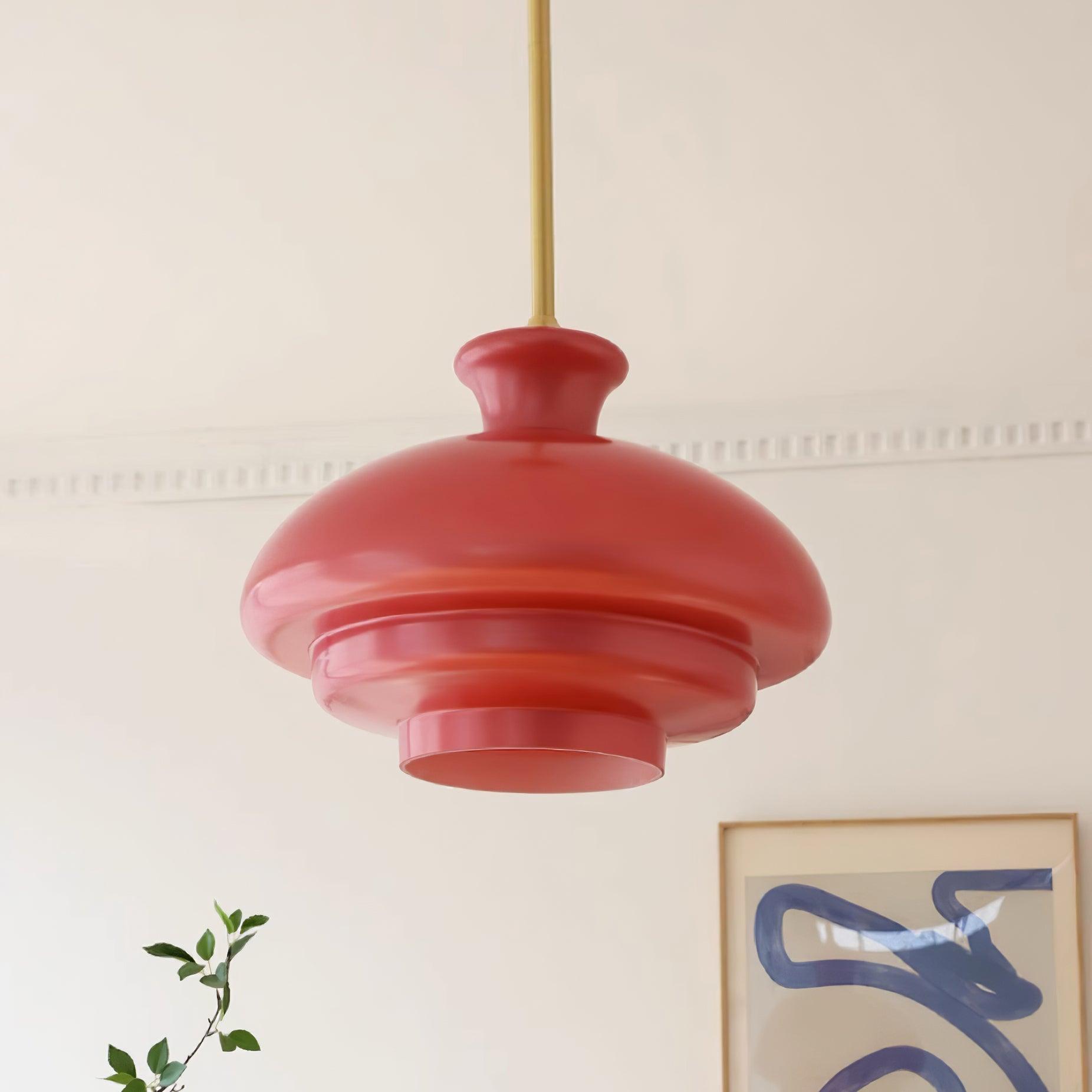 Pendant Lamp Layered Glass Dome Retro Silhouette Warm Ambient Glow