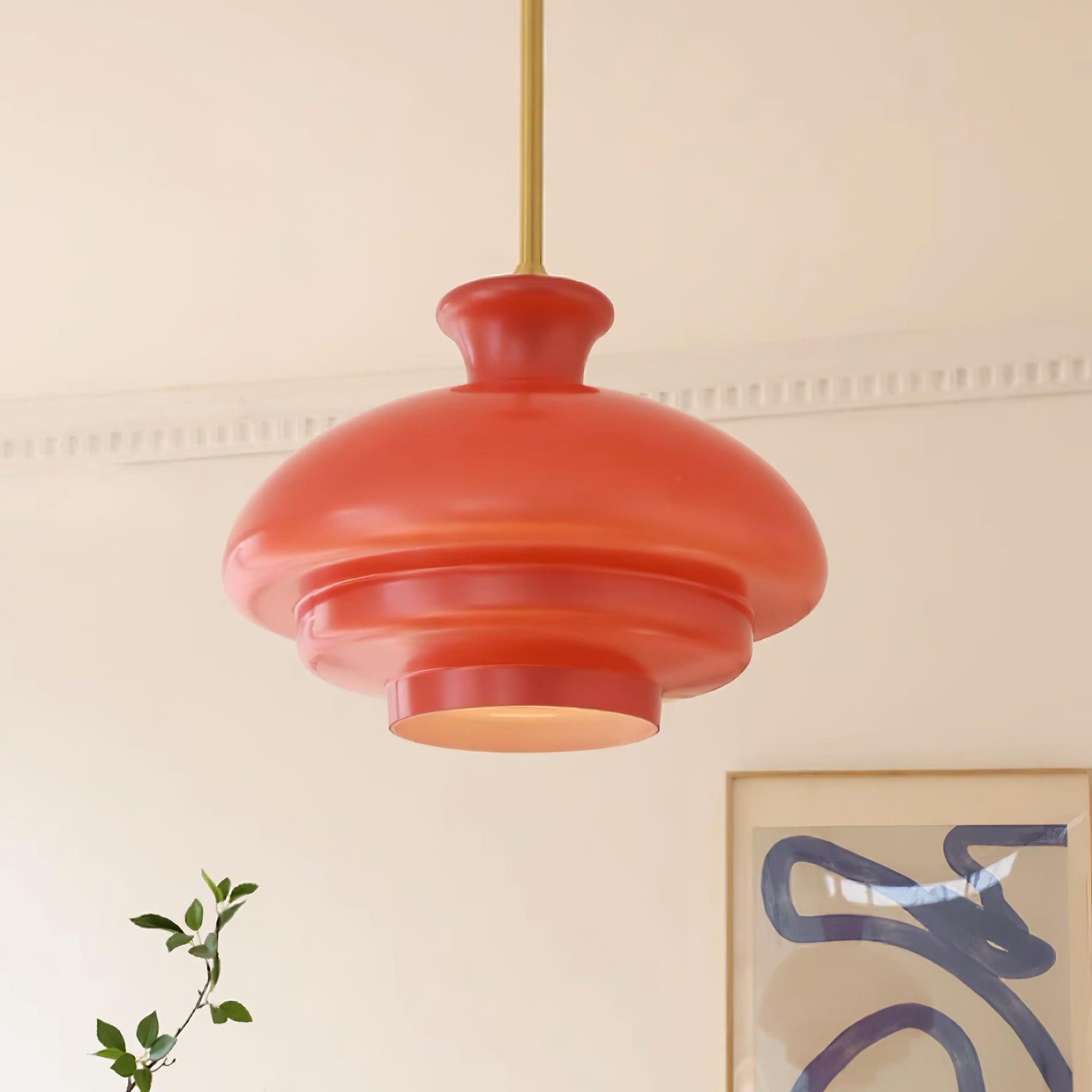 Pendant Lamp Layered Glass Dome Retro Silhouette Warm Ambient Glow