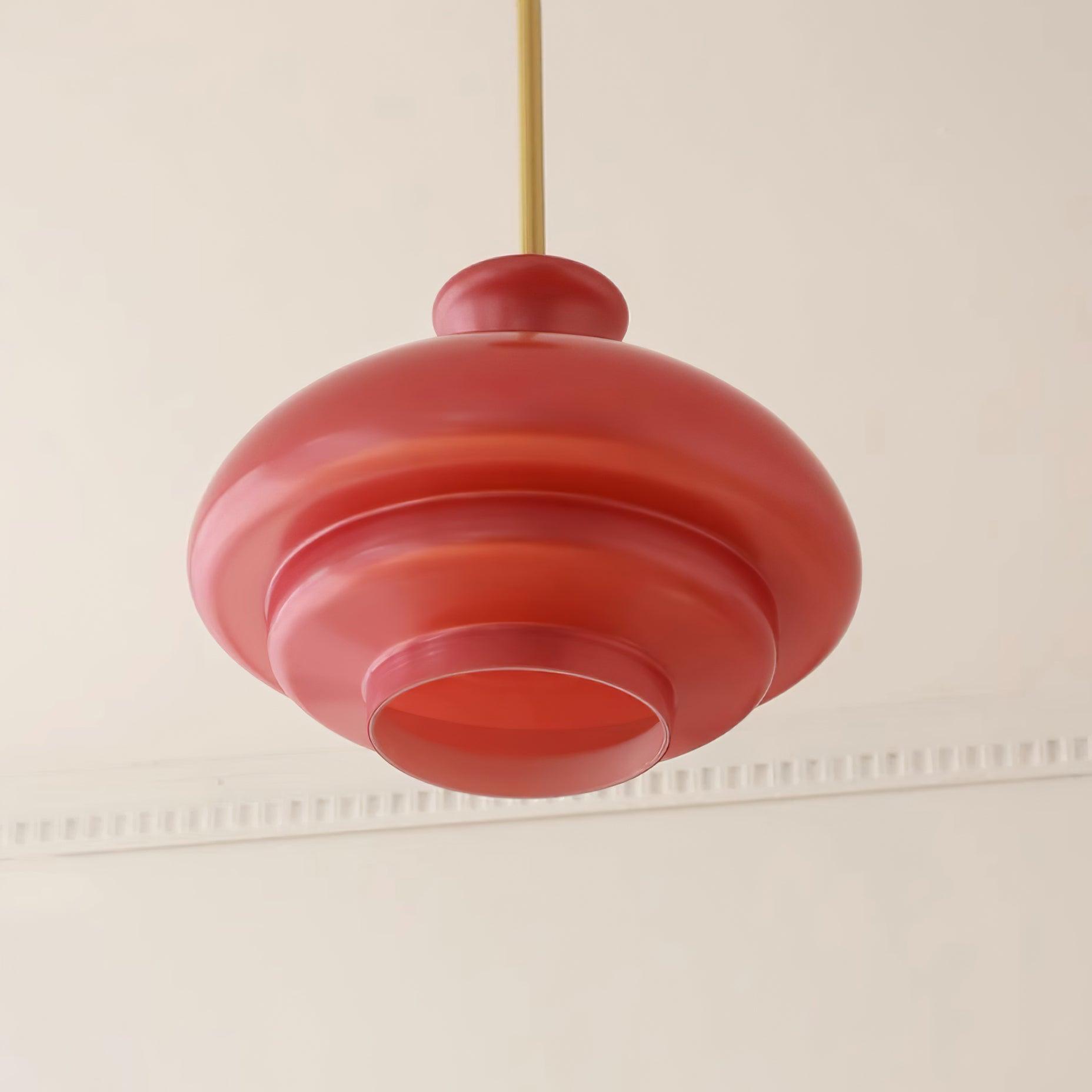Pendant Lamp Layered Glass Dome Retro Silhouette Warm Ambient Glow