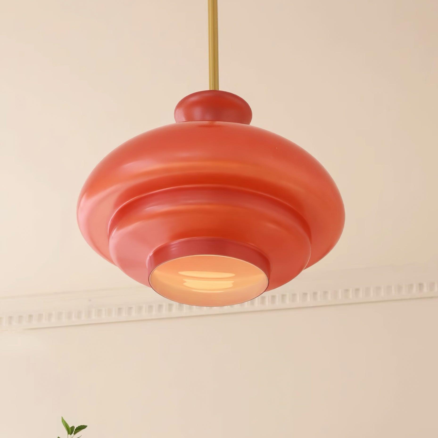 Pendant Lamp Layered Glass Dome Retro Silhouette Warm Ambient Glow