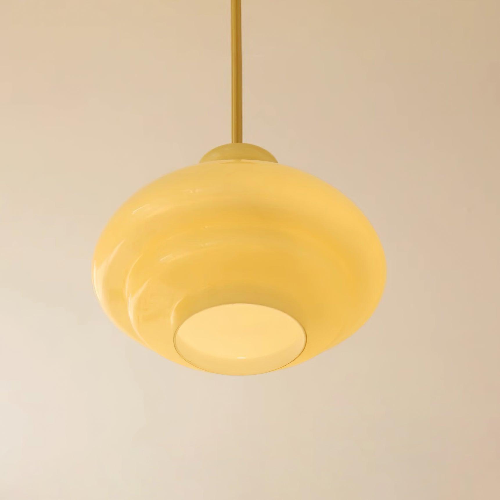 Pendant Lamp Layered Glass Dome Retro Silhouette Warm Ambient Glow
