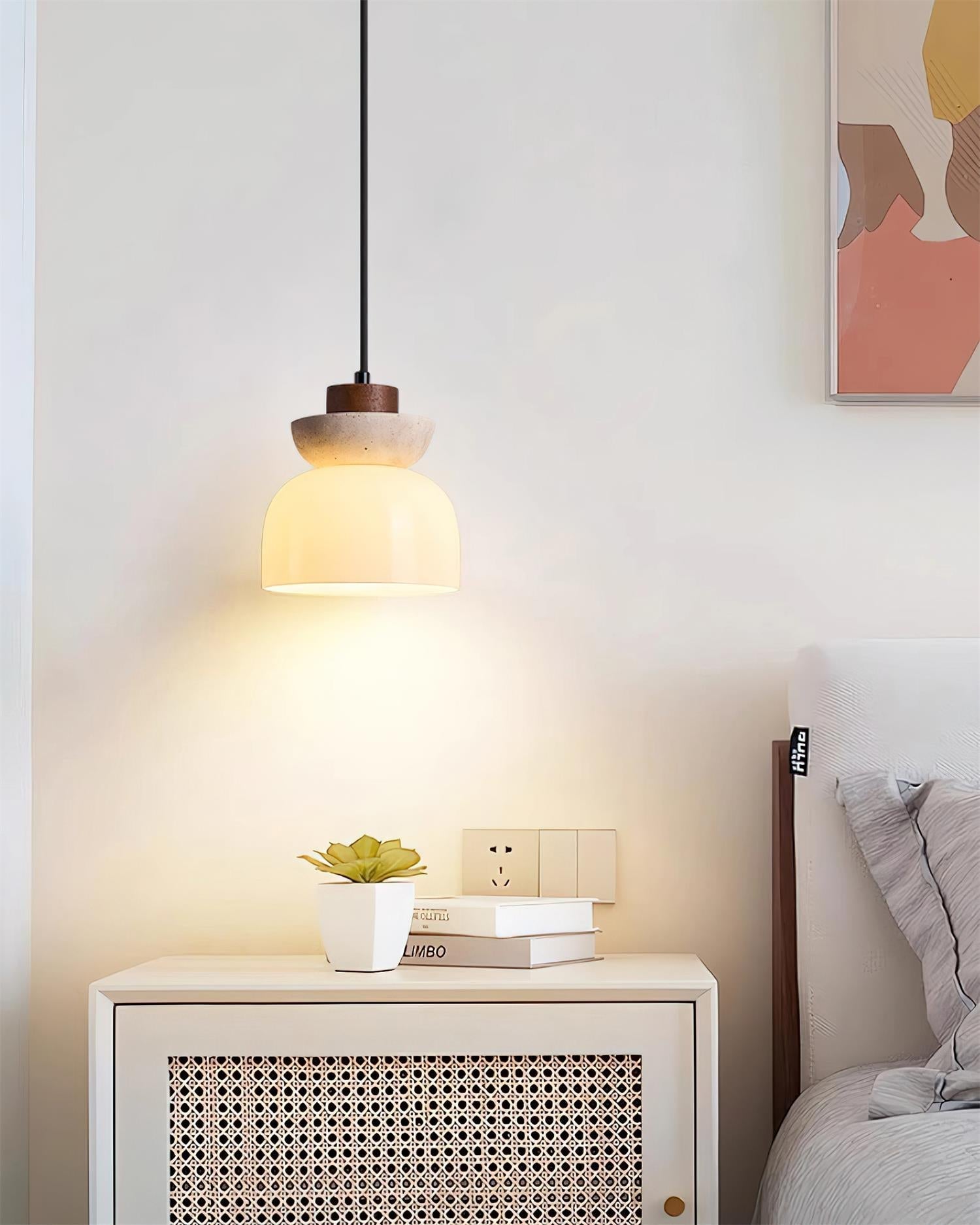 Ritta  Travertine Dome  Glass Pendant Light