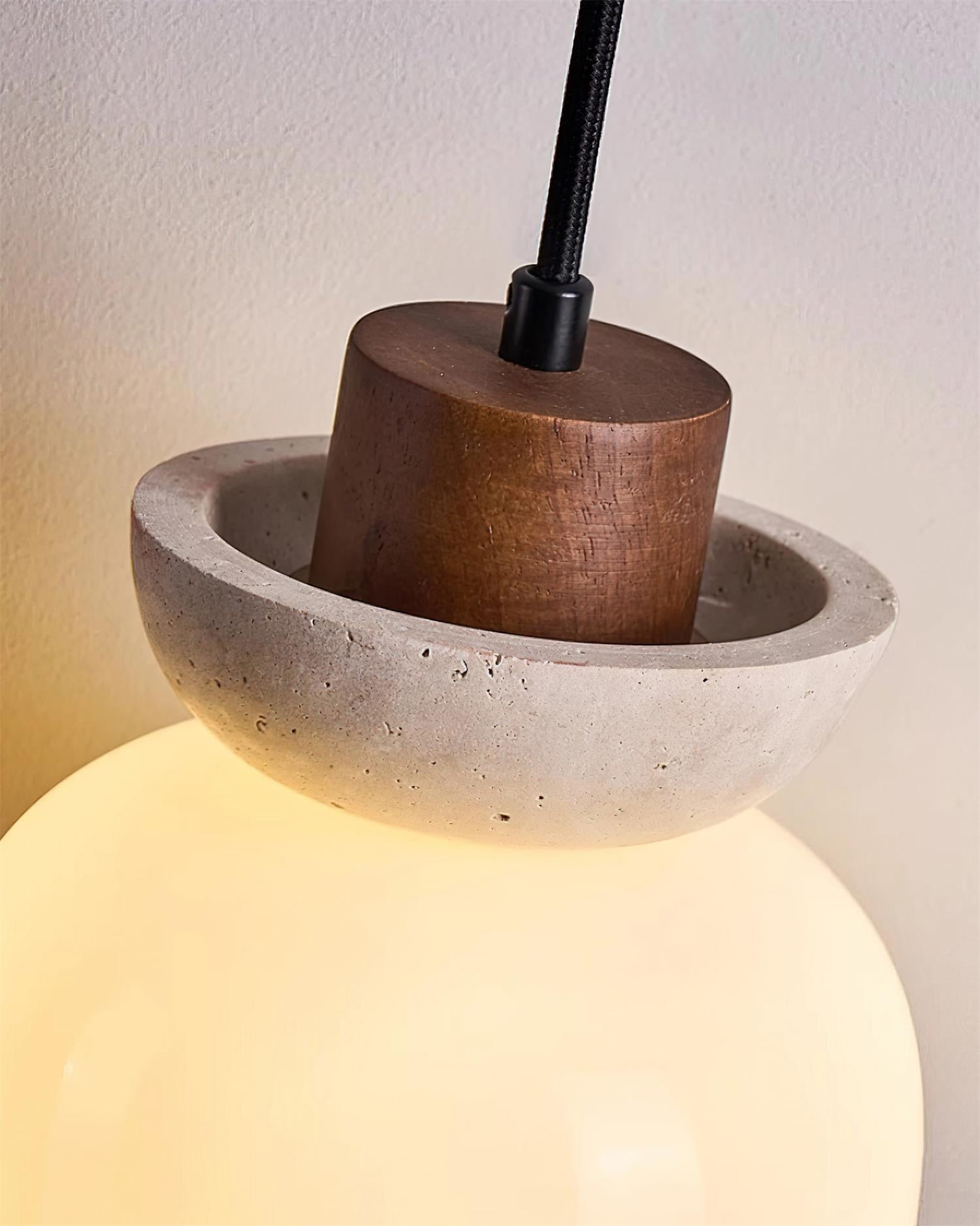 Ritta  Travertine Dome  Glass Pendant Light