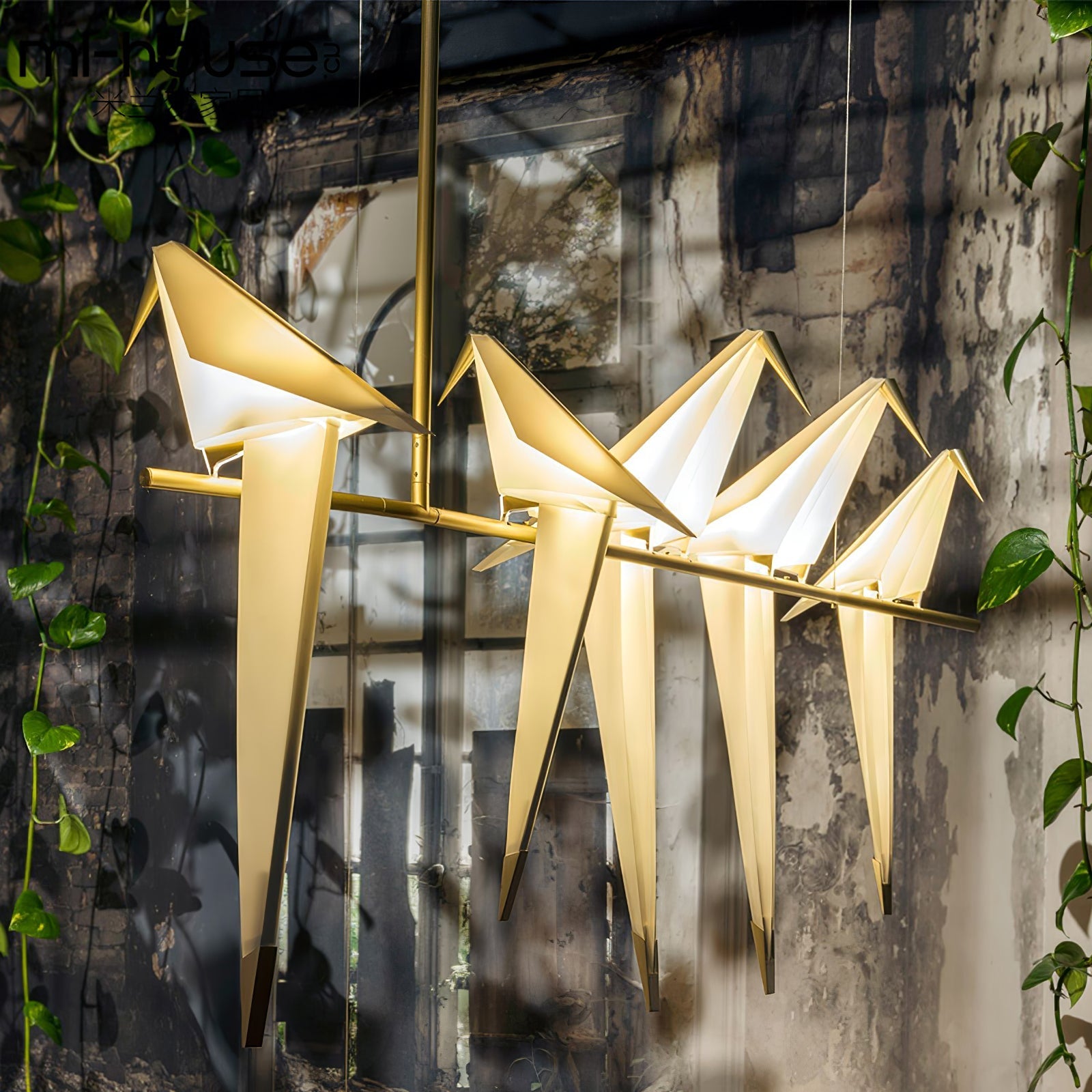 Lustra Chandelier Paper Crane Bird Sculptural LED-Neutral Decor