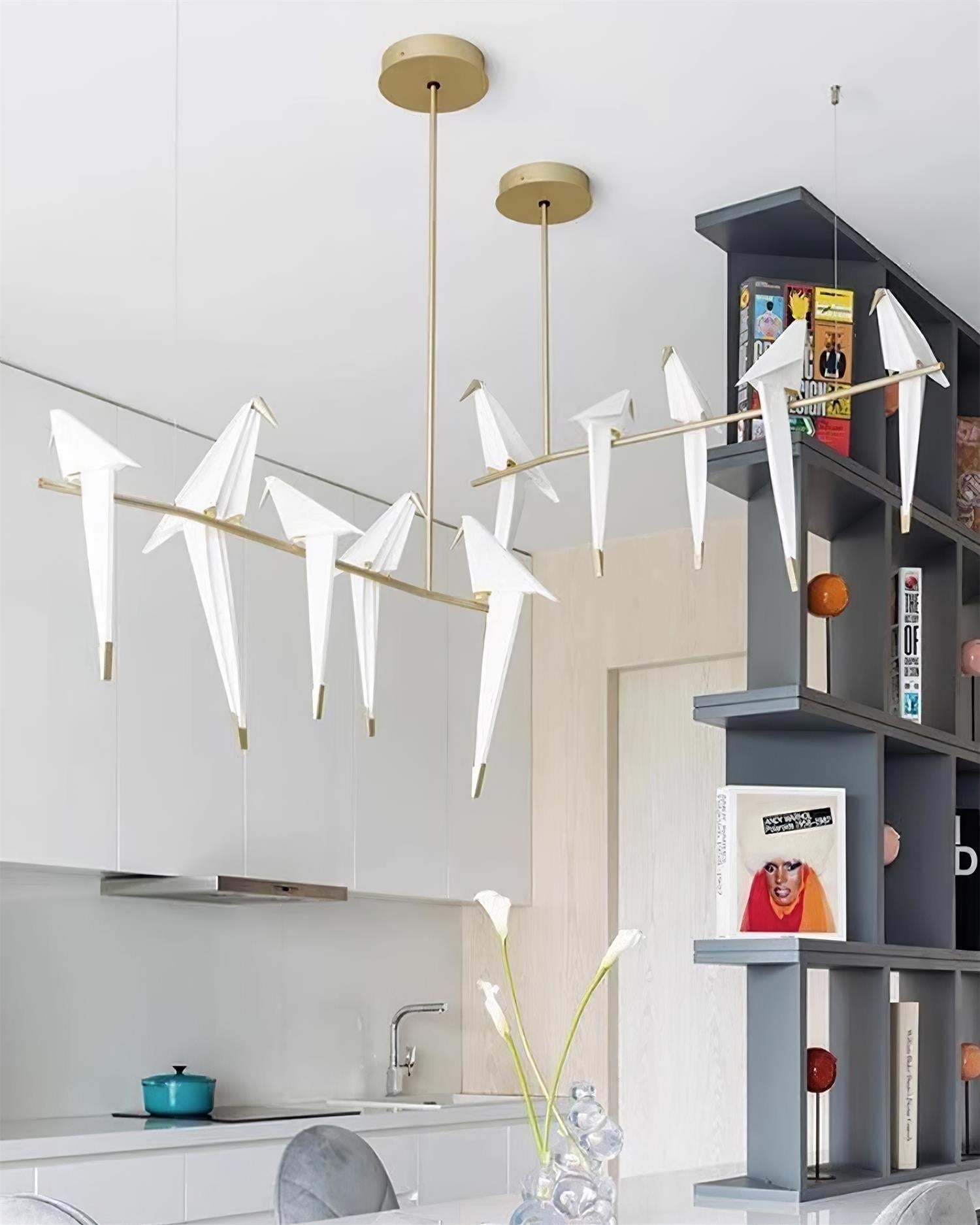 Lustra Chandelier Paper Crane Bird Sculptural LED-Neutral Decor
