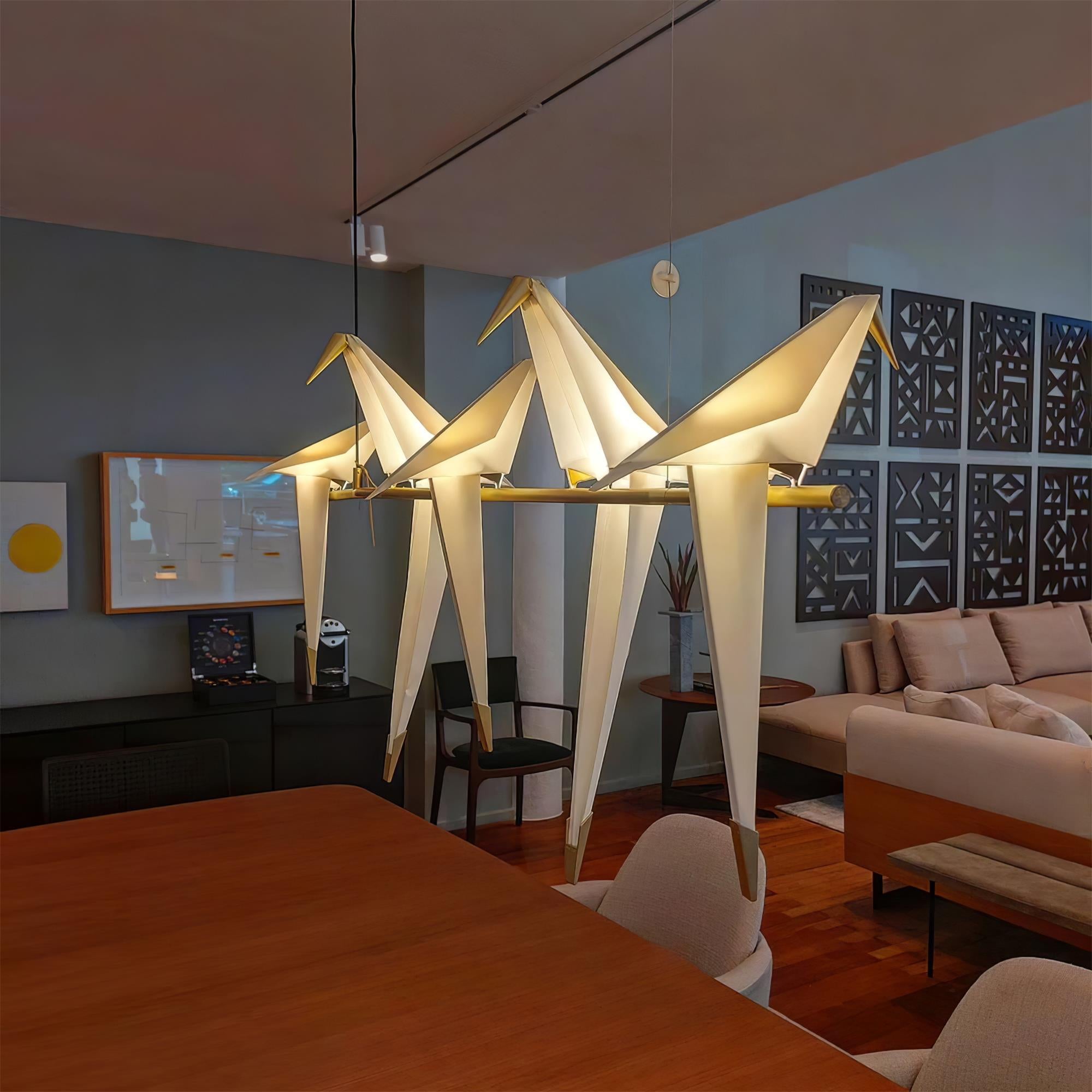 Lustra Chandelier Paper Crane Bird Sculptural LED-Neutral Decor
