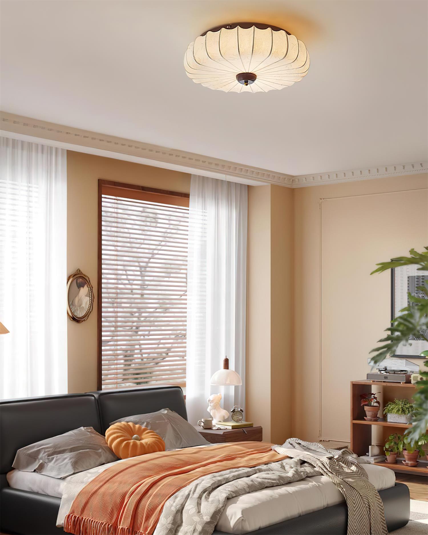 Rosemary Fabric Shade Pleated Ceiling Lamp-Neutral Decor