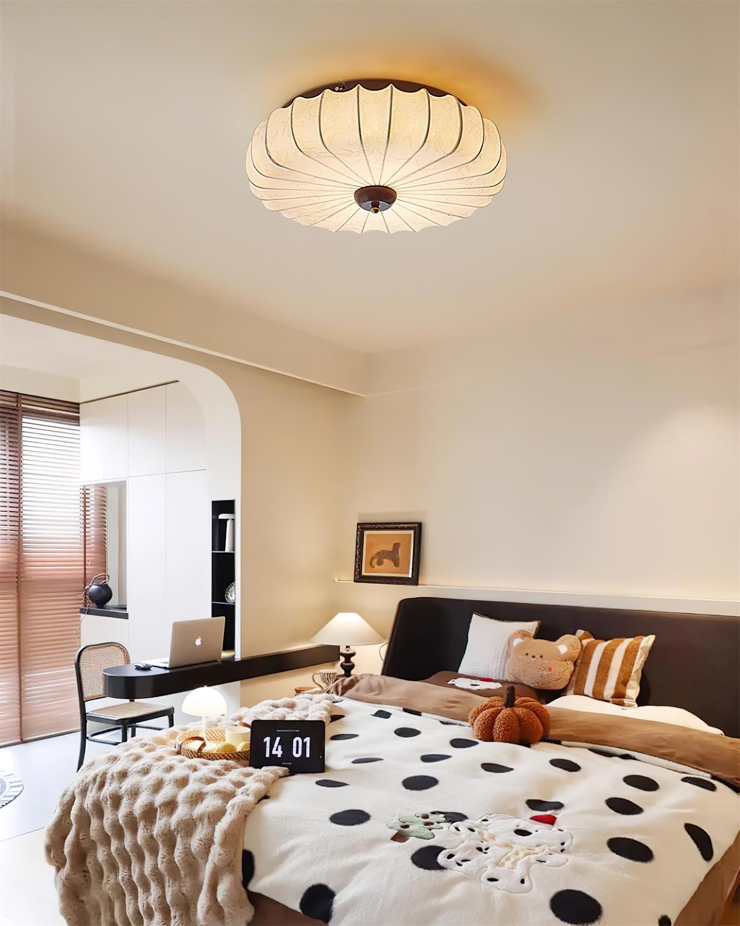 Rosemary Fabric Shade Pleated Ceiling Lamp-Neutral Decor