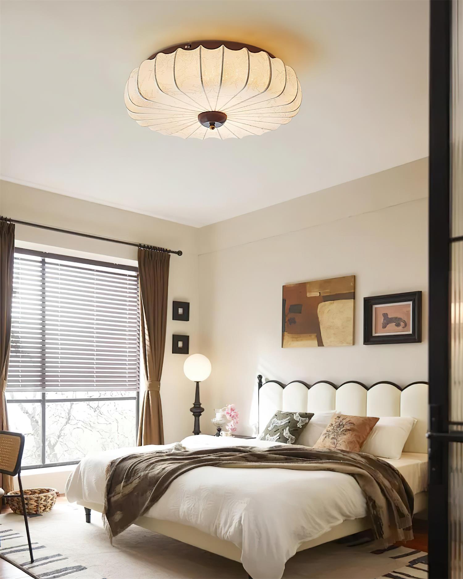 Rosemary Fabric Shade Pleated Ceiling Lamp-Neutral Decor