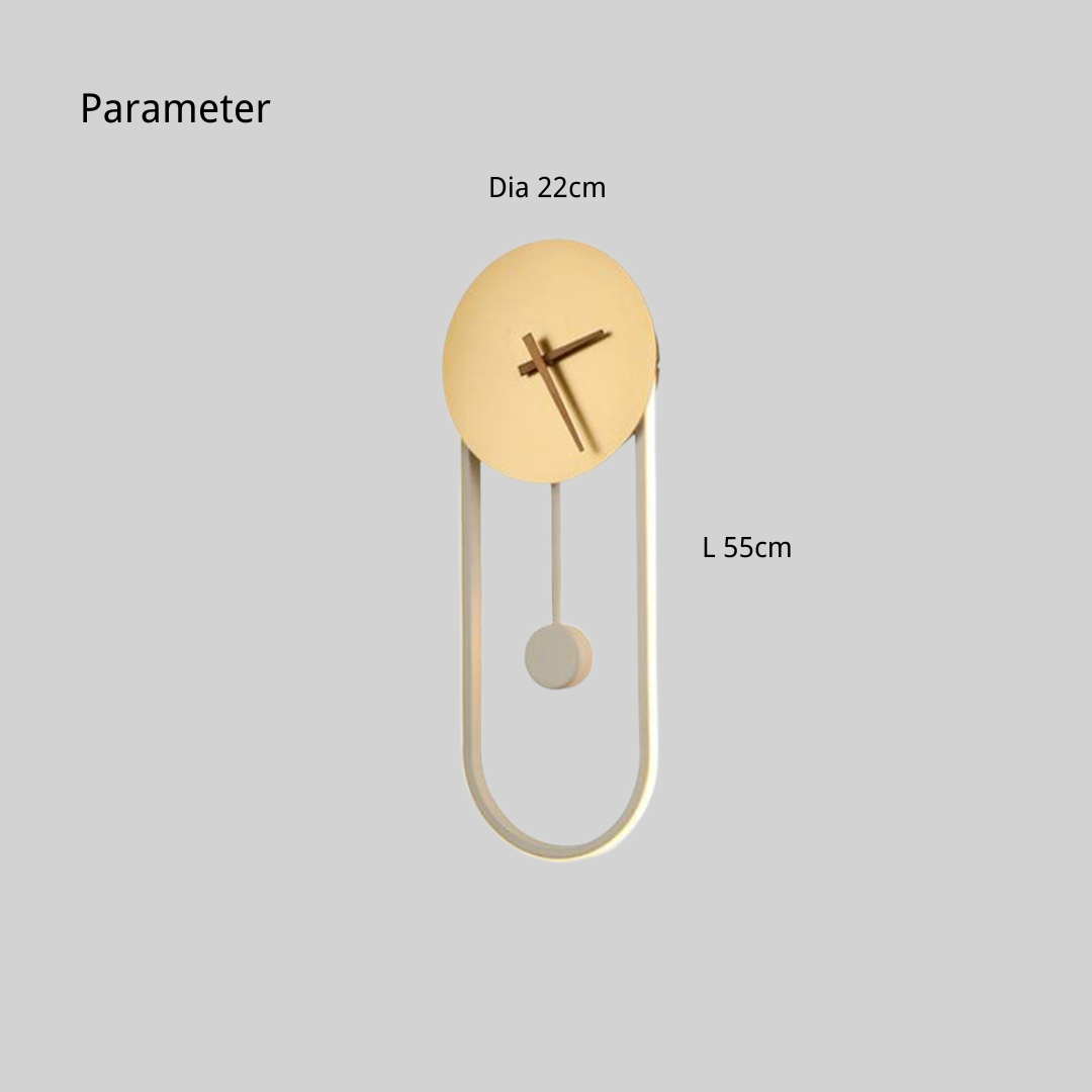 Arisha Nordic Clock Wall Lamp, Gold & Black - Neutral Decor