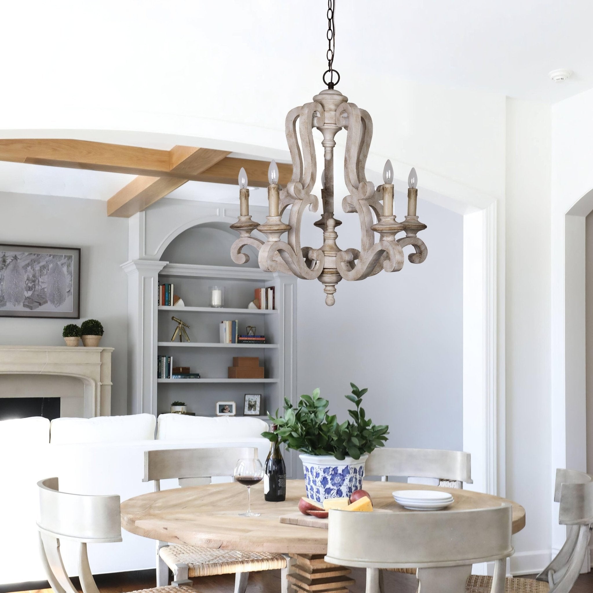 Arixy Chandelier Wooden Candle Mid-Century-Neutral Decor