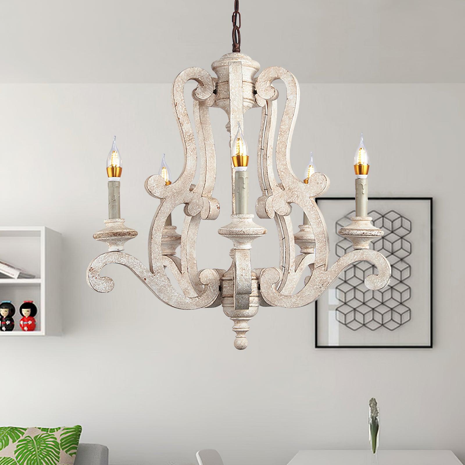 Arixy Chandelier Wooden Candle Mid-Century-Neutral Decor