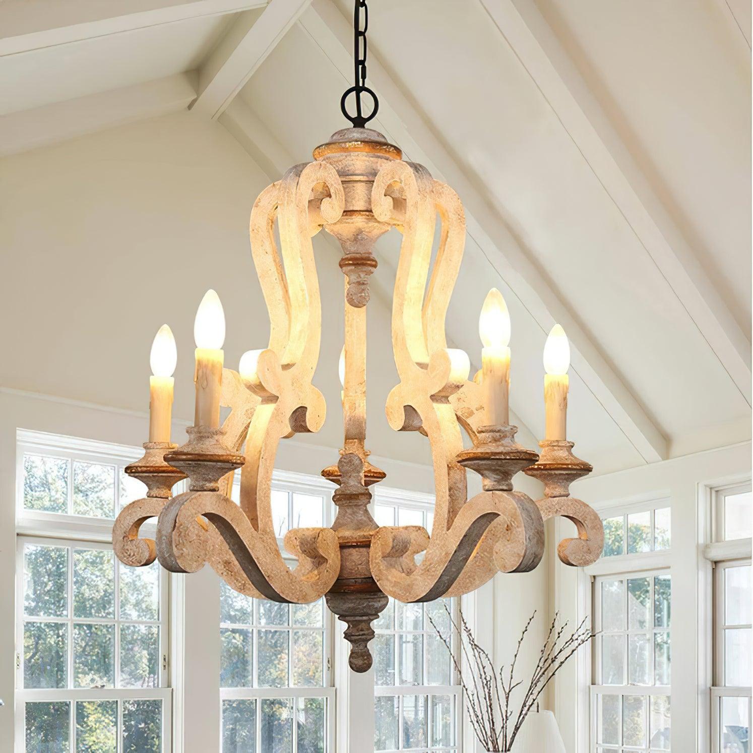 Arixy Chandelier Wooden Candle Mid-Century-Neutral Decor