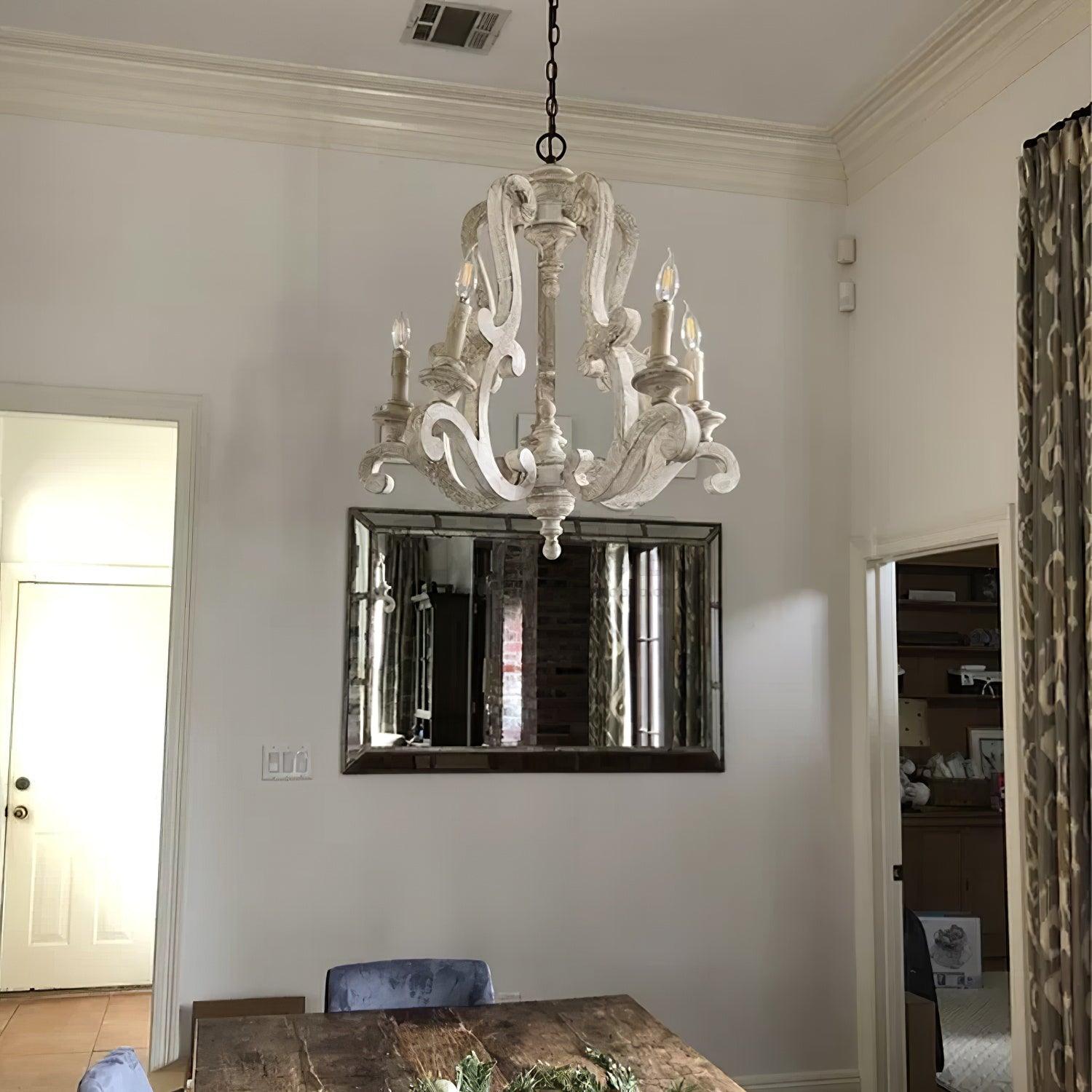 Arixy Chandelier Wooden Candle Mid-Century-Neutral Decor