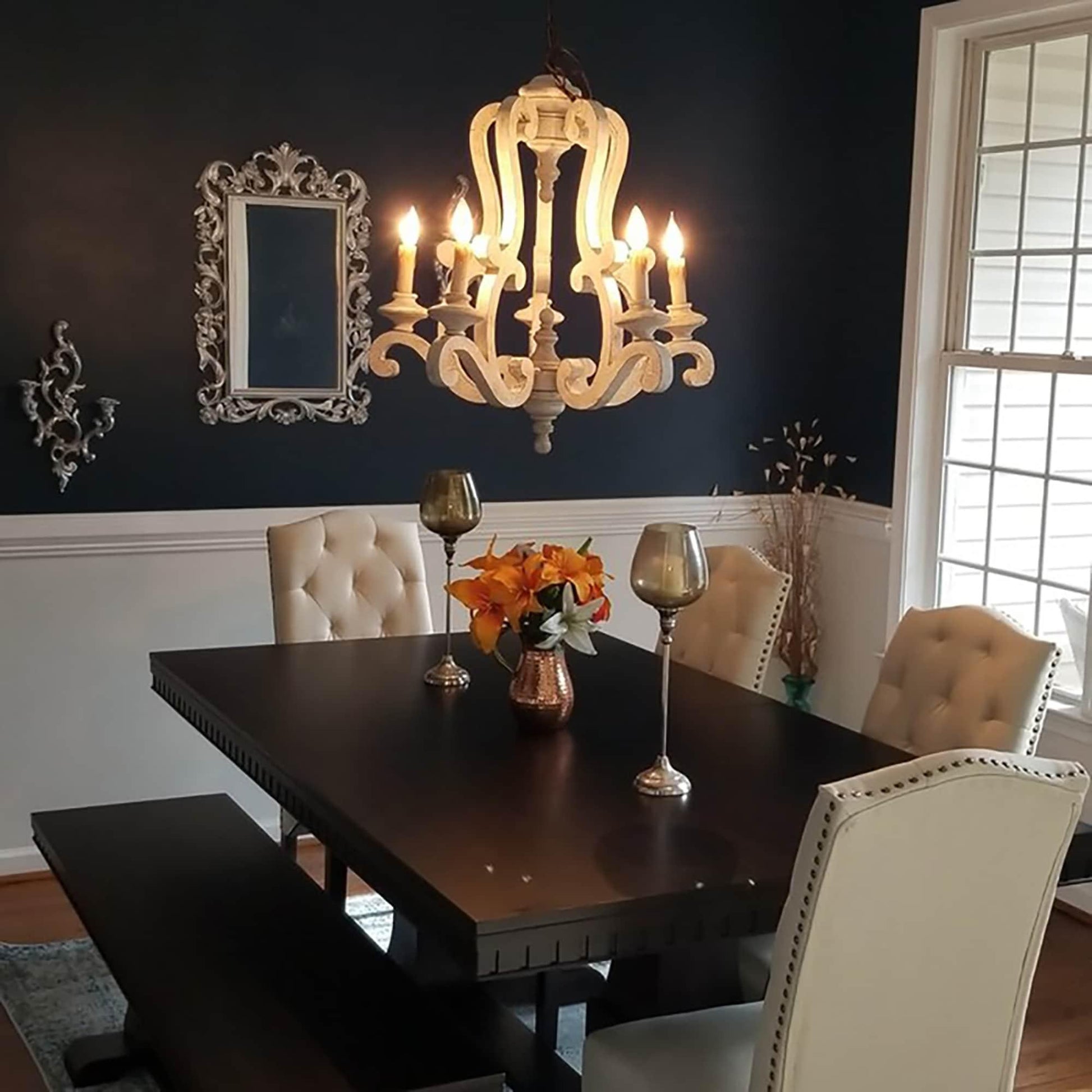 Arixy Chandelier Wooden Candle Mid-Century-Neutral Decor