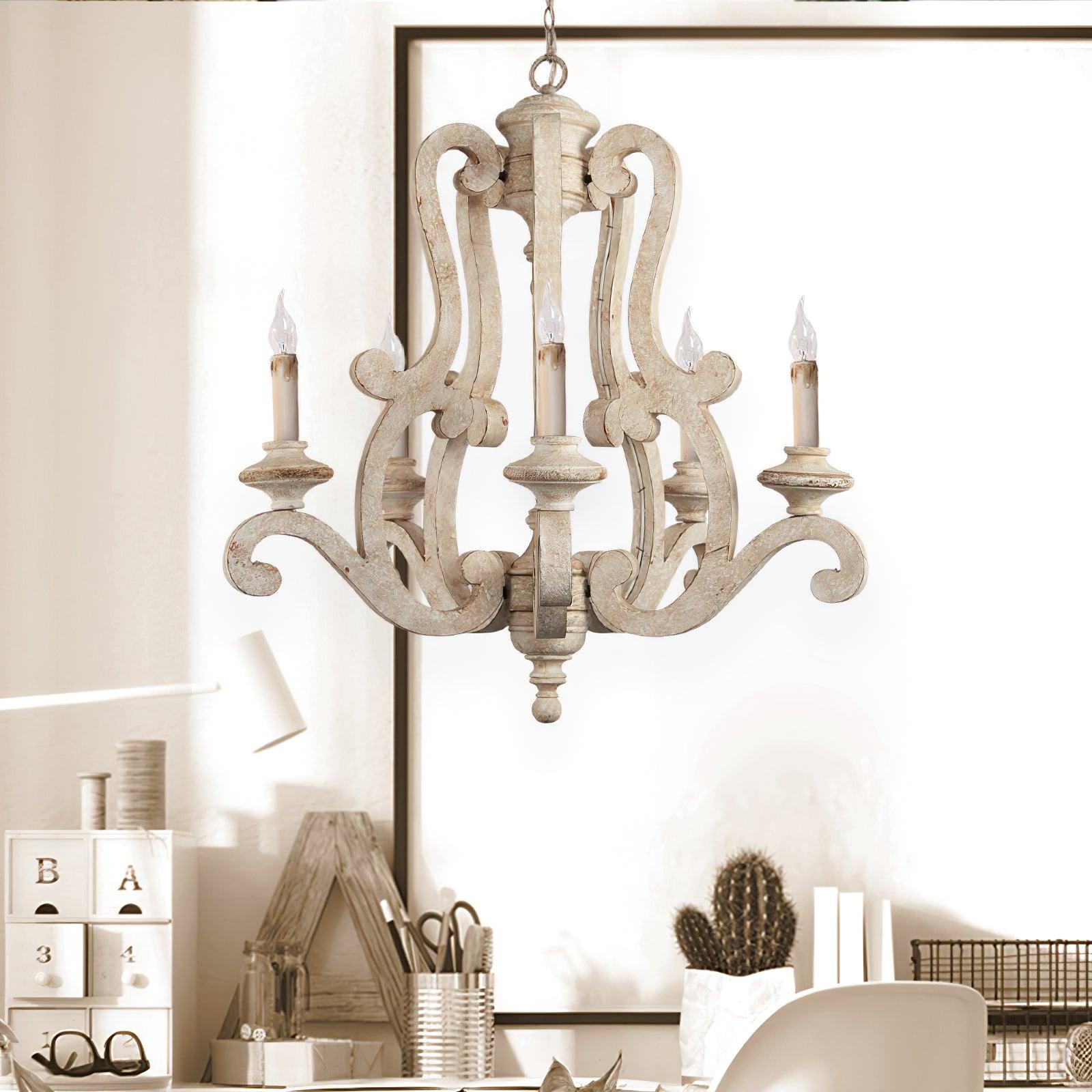 Arixy Chandelier Wooden Candle Mid-Century-Neutral Decor