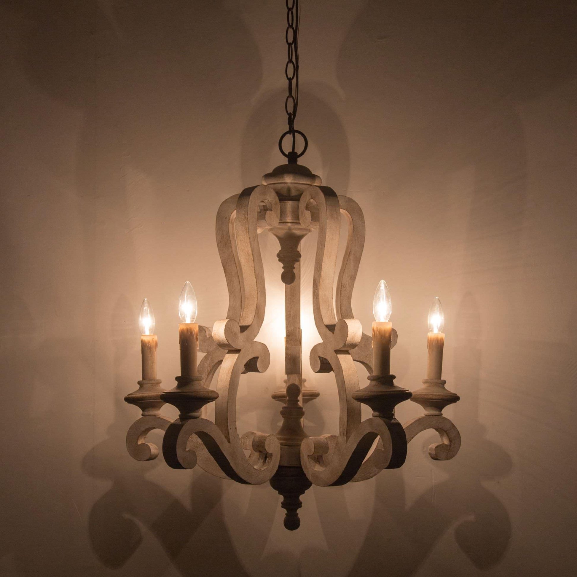 Arixy Chandelier Wooden Candle Mid-Century-Neutral Decor