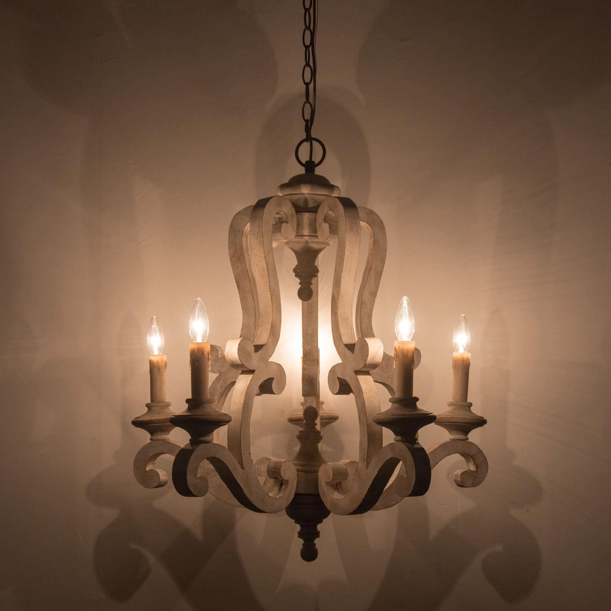Arixy Chandelier Wooden Candle Mid-Century-Neutral Decor