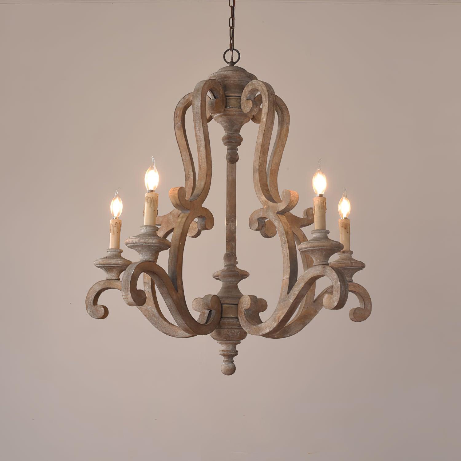 Arixy Chandelier Wooden Candle Mid-Century-Neutral Decor