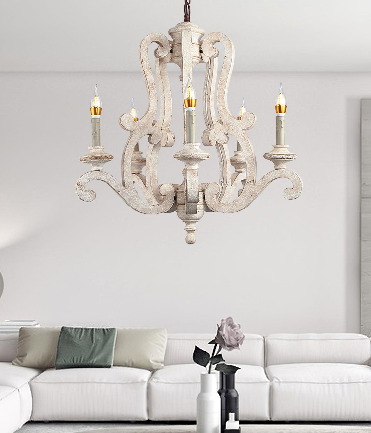 Arixy Chandelier Wooden Candle Mid-Century-Neutral Decor
