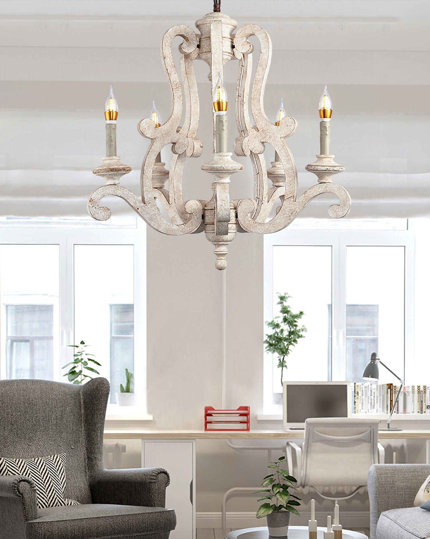 Arixy Chandelier Wooden Candle Mid-Century-Neutral Decor