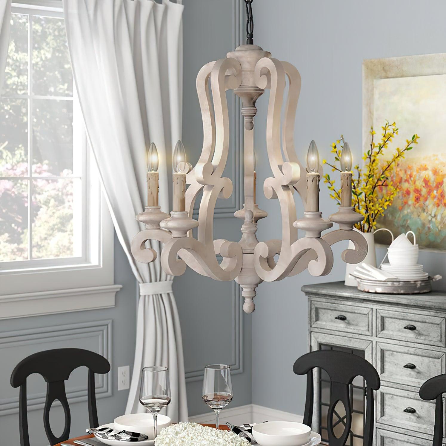 Arixy Chandelier Wooden Candle Mid-Century-Neutral Decor