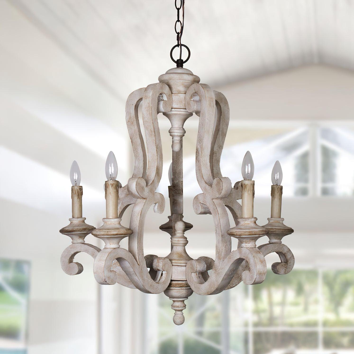 Arixy Chandelier Wooden Candle Mid-Century-Neutral Decor