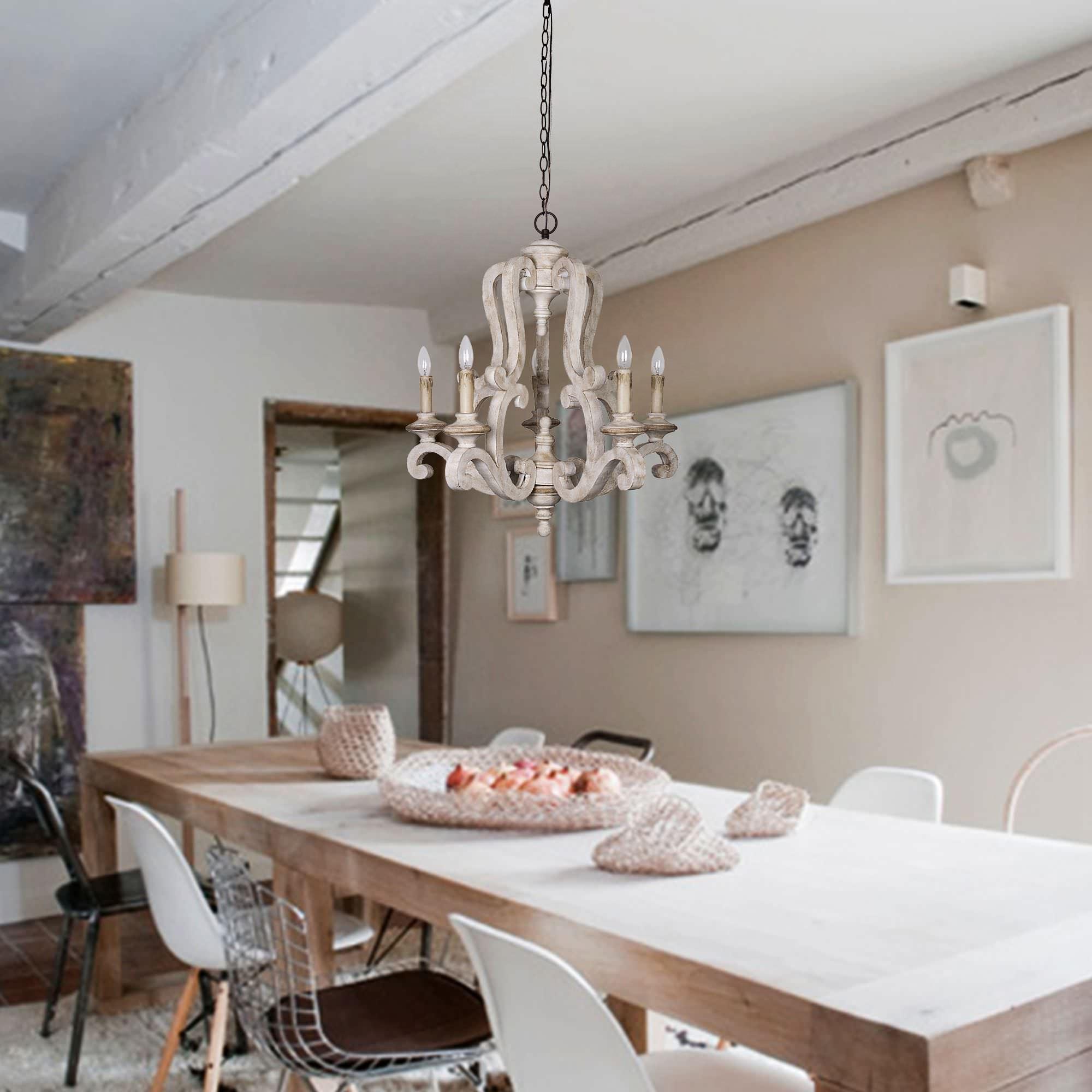 Arixy Chandelier Wooden Candle Mid-Century-Neutral Decor