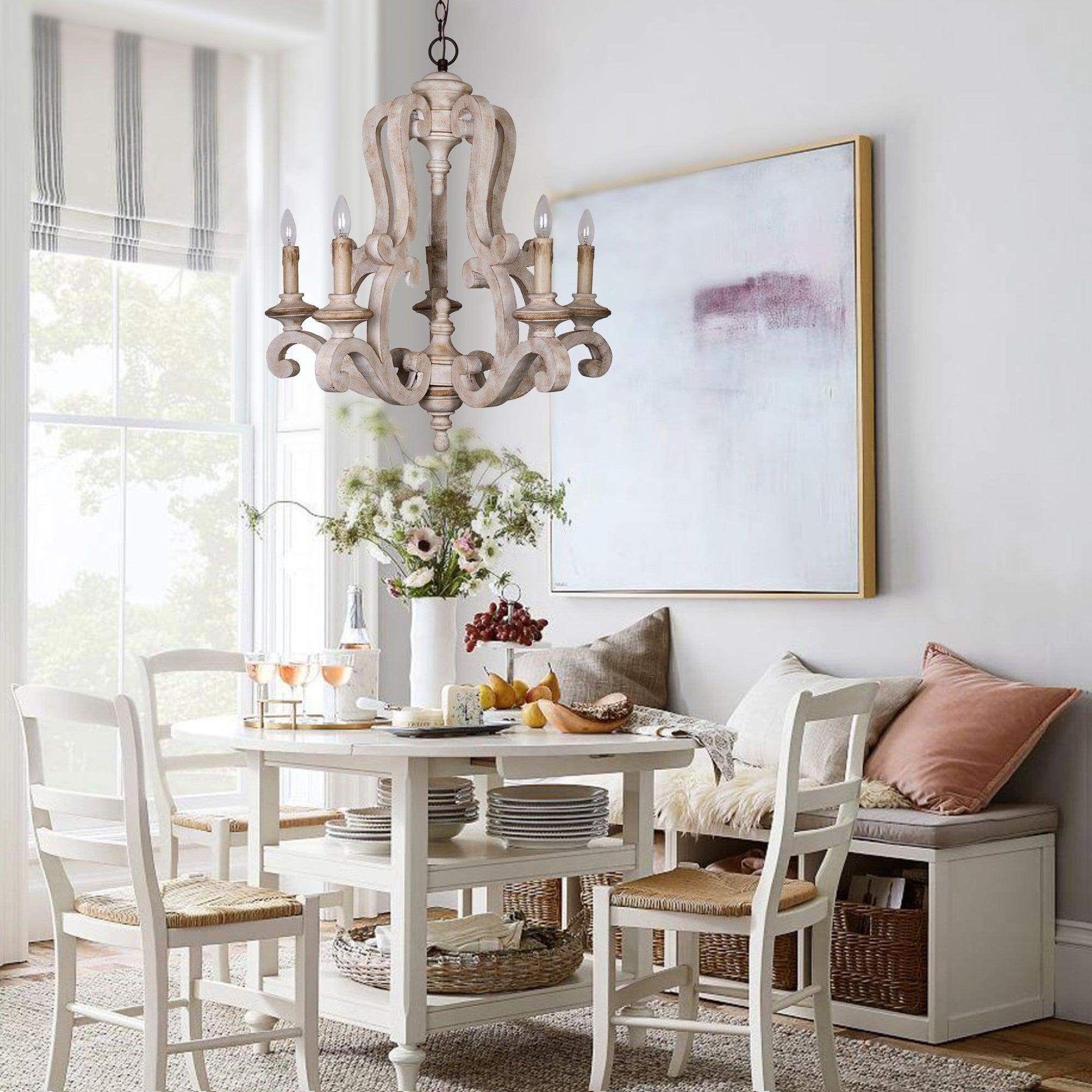 Arixy Chandelier Wooden Candle Mid-Century-Neutral Decor
