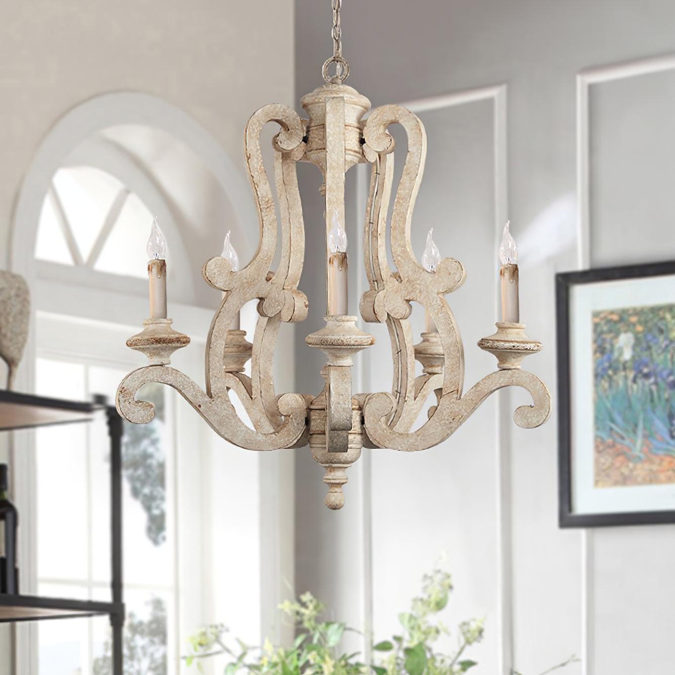 Arixy Chandelier Wooden Candle Mid-Century-Neutral Decor