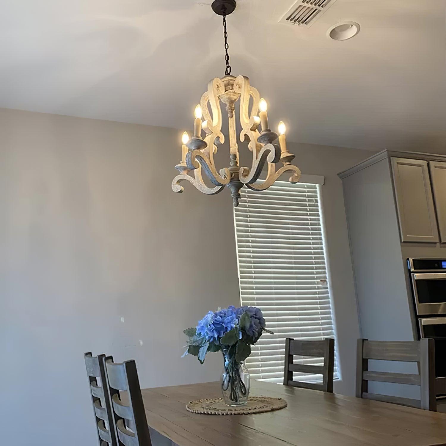 Arixy Chandelier Wooden Candle Mid-Century-Neutral Decor