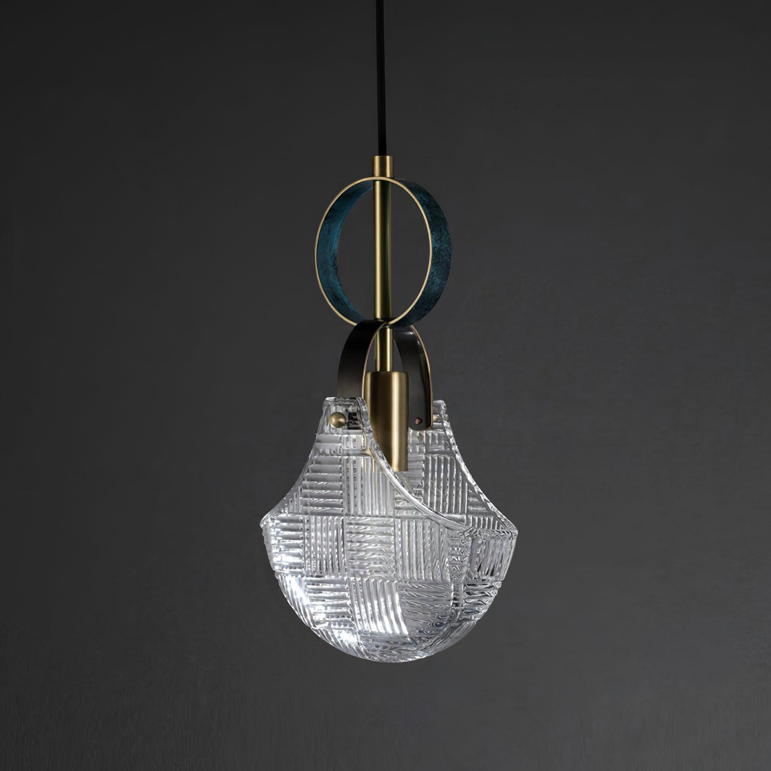 Lustra Pendant Light Glass Brass Teal-Neutral Decor