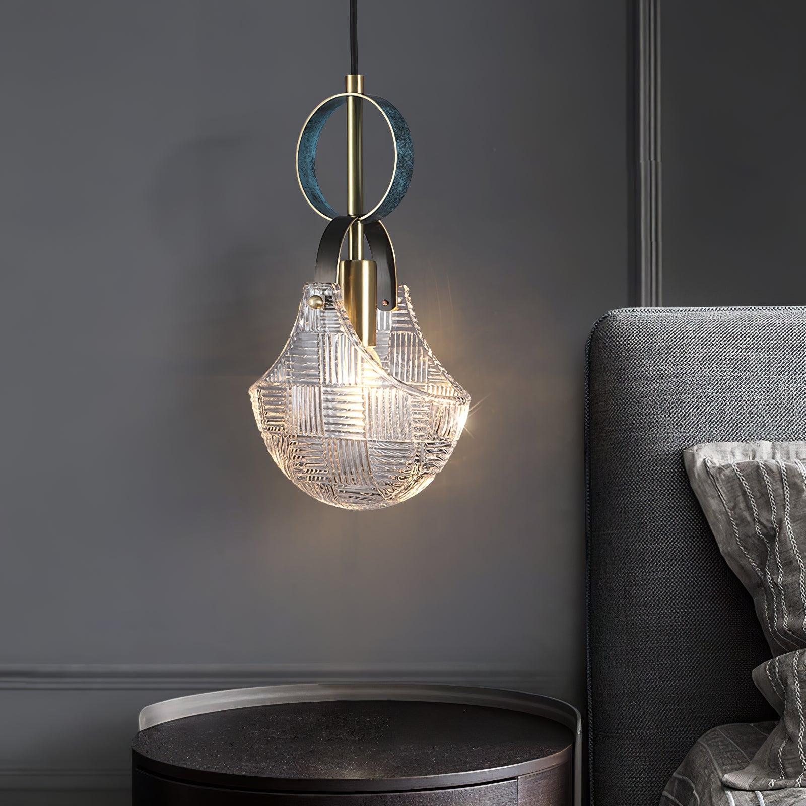 Lustra Pendant Light Glass Brass Teal-Neutral Decor