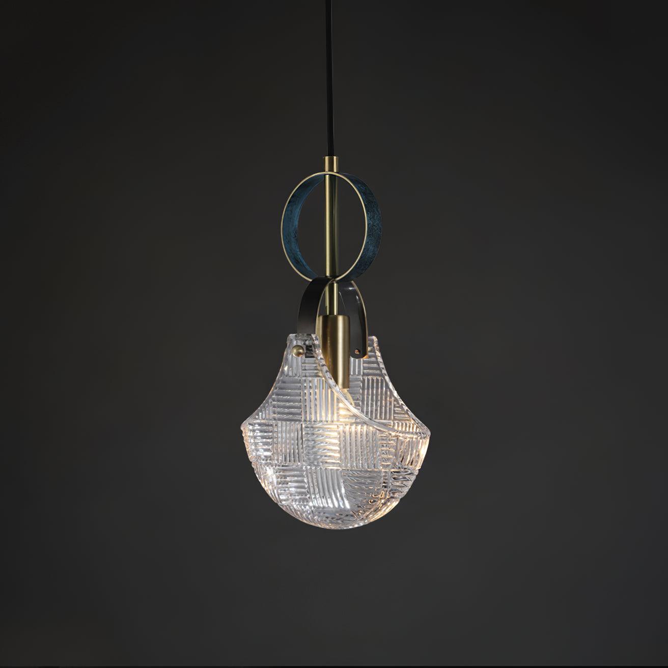 Lustra Pendant Light Glass Brass Teal-Neutral Decor