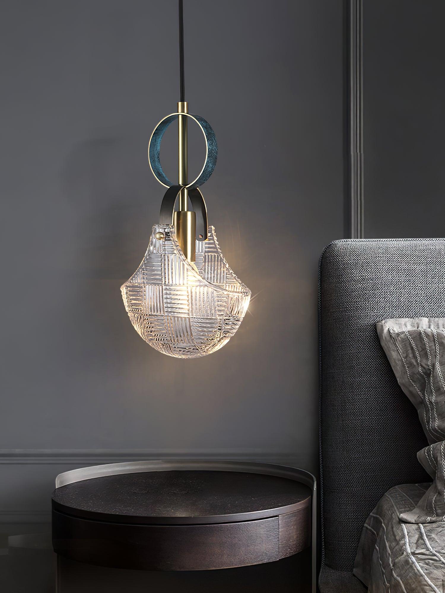 Lustra Pendant Light Glass Brass Teal-Neutral Decor