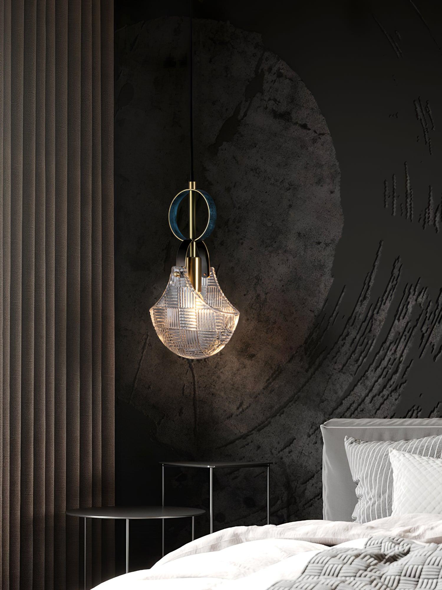 Lustra Pendant Light Glass Brass Teal-Neutral Decor