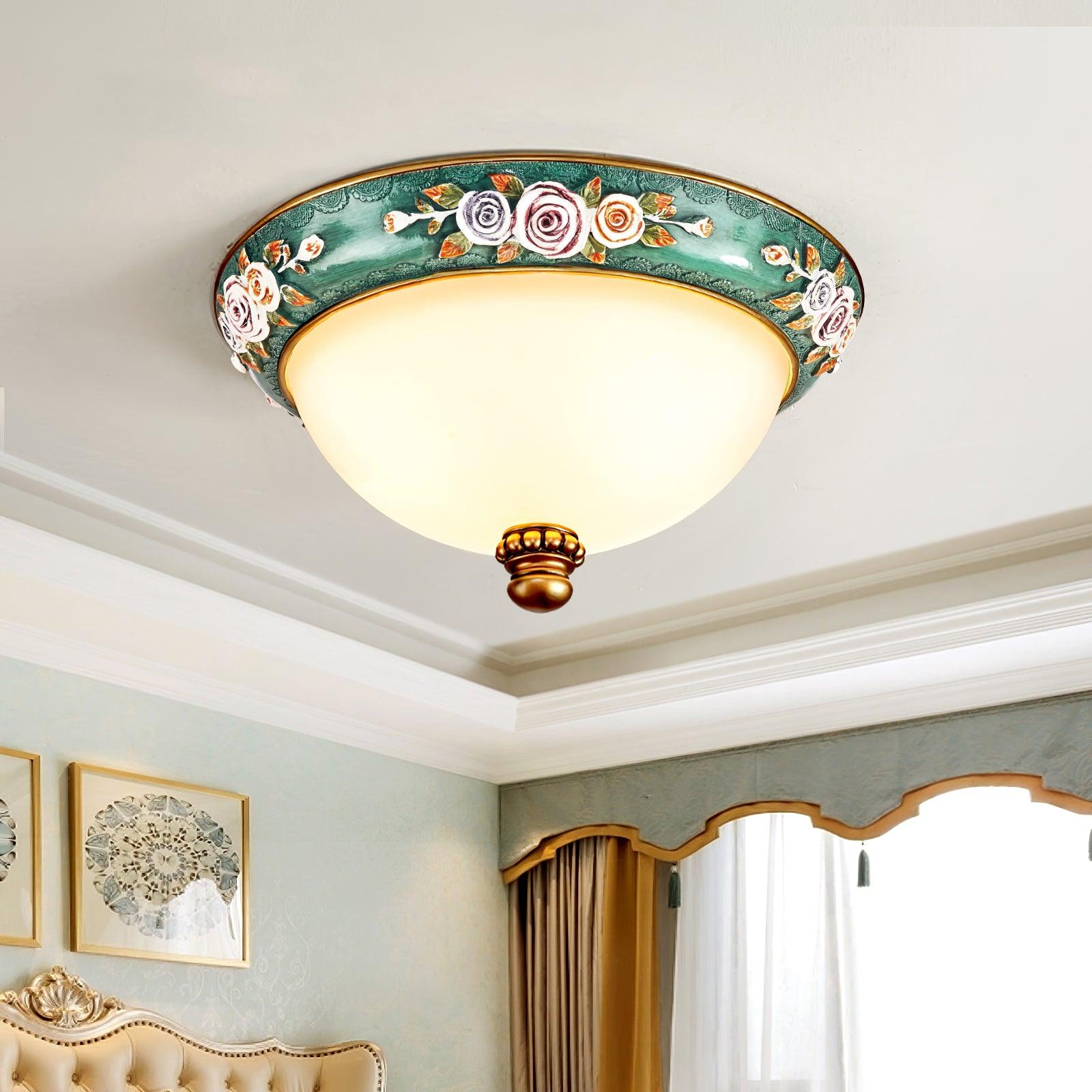 Cexora Pastoral Bowl Resin Glass Ceiling Light-Neutral Decor