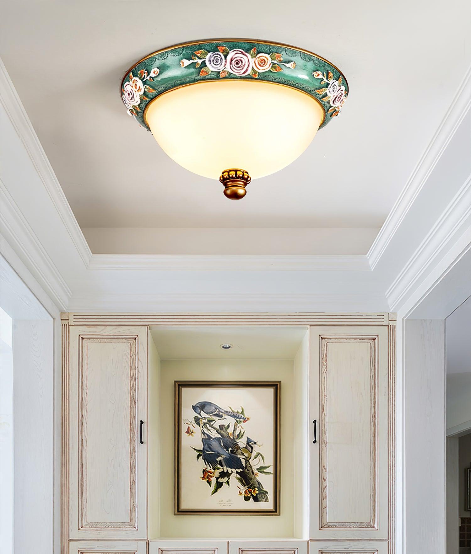 Cexora Pastoral Bowl Resin Glass Ceiling Light-Neutral Decor