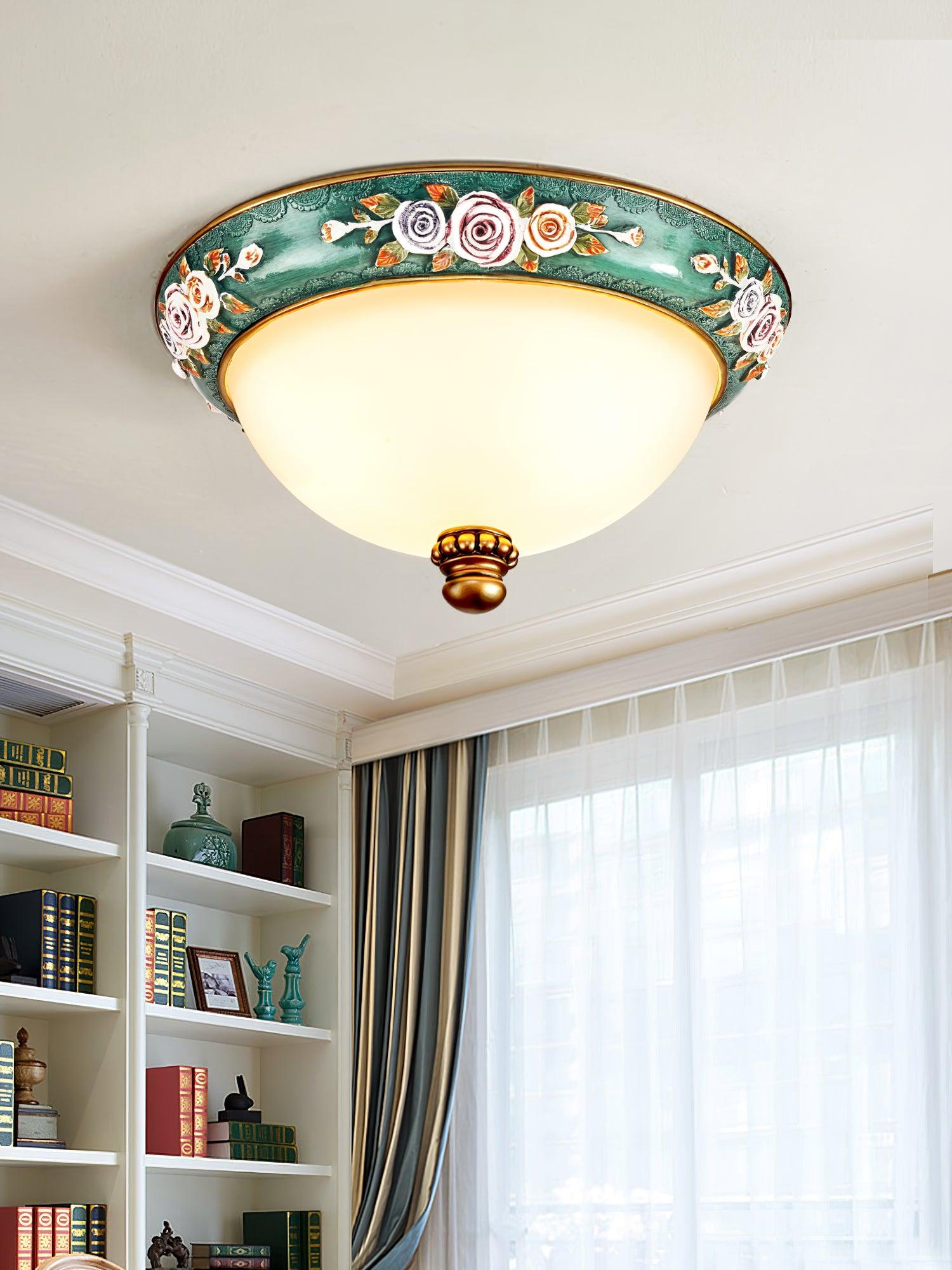 Cexora Pastoral Bowl Resin Glass Ceiling Light-Neutral Decor