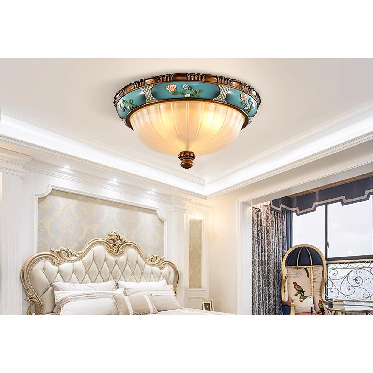 Cexora Pastoral Bowl Resin Glass Ceiling Light-Neutral Decor