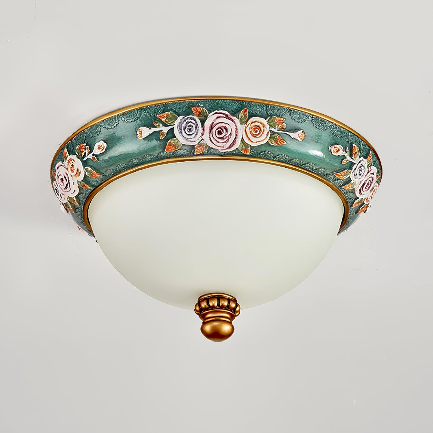 Cexora Pastoral Bowl Resin Glass Ceiling Light-Neutral Decor
